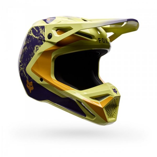 KASK MOTOCYKLOWY FOX V1 IMAGE PRINT PURPLE YELLOW M