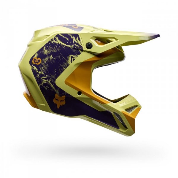 KASK MOTOCYKLOWY FOX V1 IMAGE PRINT PURPLE YELLOW L
