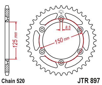DID JT zestaw napędowy KTM 125 EXC Enduro (12-16)