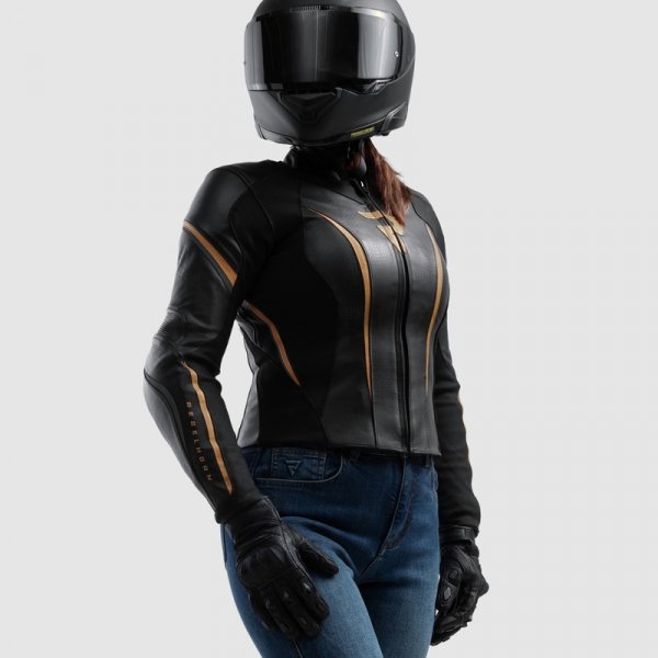 KURTKA MOTOCYKLOWA SKÓRZANA DAMSKA REBELHORN DIVA ST BLACK GOLD W36