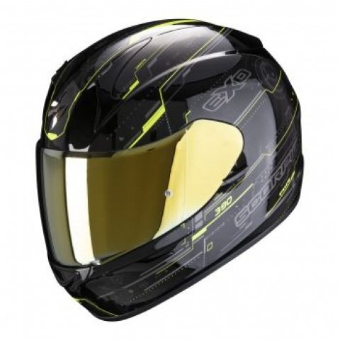 SCORPION KASK EXO-390 BEAT BLACK-NEON YELLOW