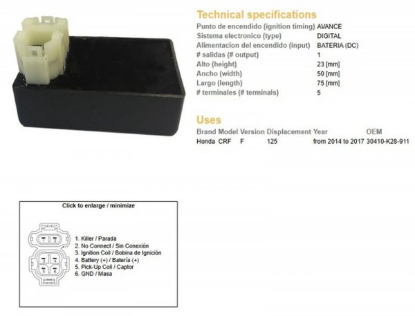 DZE MODUŁ ZAPŁONU CDI HONDA CRF 125F 14-17