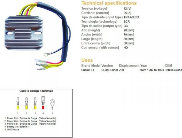 DZE REGULATOR NAPIĘCIA SUZUKI LT 230 QUAD RUNNER 87-93 (32800-49X51)