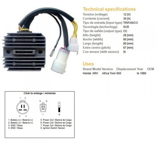DZE REGULATOR NAPIĘCIA HONDA XRV 650 AFRICA TWIN 90 (OEM-31600-MS8-000)