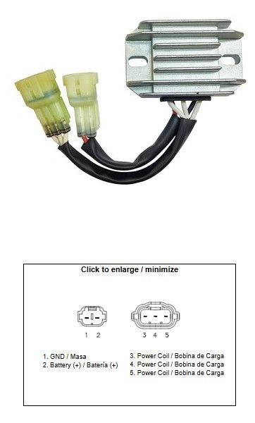 DZE REGULATOR NAPIĘCIA YAMAHA YZ 250FX 15-19; YZ 450FX 16-18; WR 250F 15-19; WR 450F 16-18 (2GB-81960-00) (SH828AB) (12A)