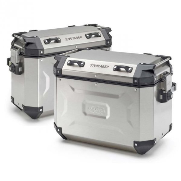 KAPPA KUFRY BOCZNE 37L PRAWY I 48L LEWY MONOKEY CAM SIDE KVG48A KVG37A KVOYAGER ALUMINIOWE KOLOR SREBRNY