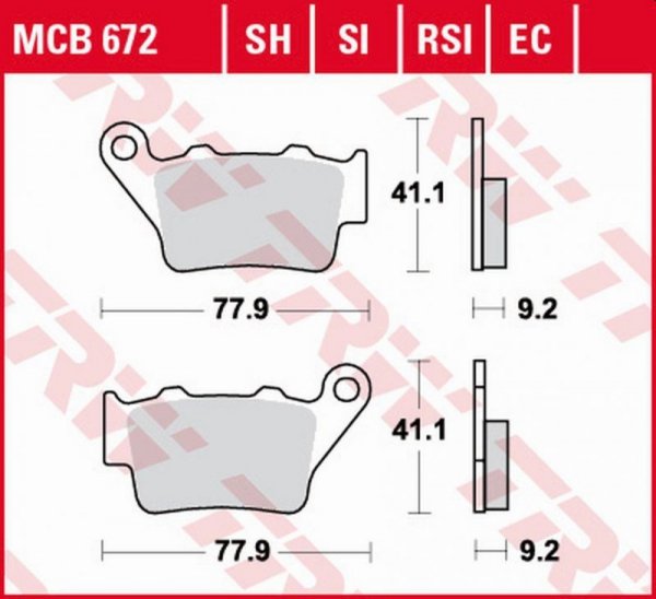 TRW ZF KLOCKI HAMULCOWE KH213 ECO ORGANIC HONDA NX 500/650 DOMINATOR 95-01, SLR 650 97-98, KTM SX/EXC/EGS/LC4/DUKE 125/250/300/3