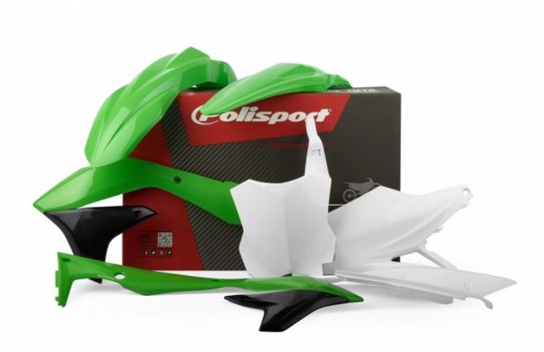 POLISPORT KOMPLET PLASTIKÓW KAWASAKI KX 450F '16-'18 KOLOR ZIELONO BIAŁY OEM