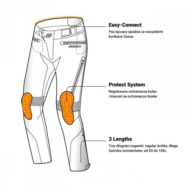 SPODNIE TEKSTYLNE OZONE VULCAN BLACK (KRÓTKA NOGAWKA) SHORT XXL