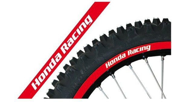 Paski (komplet naklejek) do oklejania kół Honda Racing czerwone