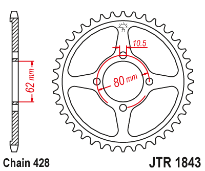 DID JT zestaw napędowy Yamaha TT-R 125  (05-10)