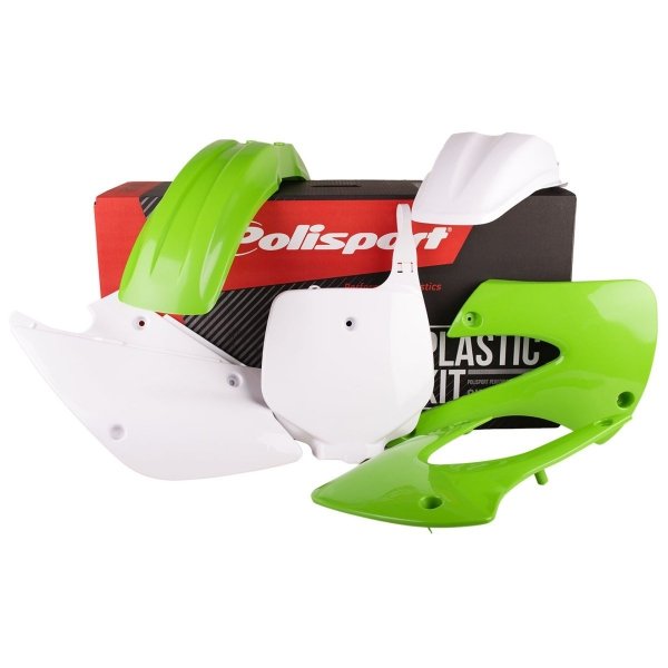 POLISPORT KOMPLET PLASTIKÓW KAWASAKI KX 85/100/112 '01-'13 KOLOR ZIELONO BIAŁY OEM