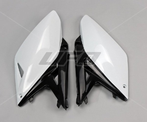 UFO BOCZKI TYLNE SUZUKI RMZ 250 '10-'18 KOLOR BIAŁY/CZARNY