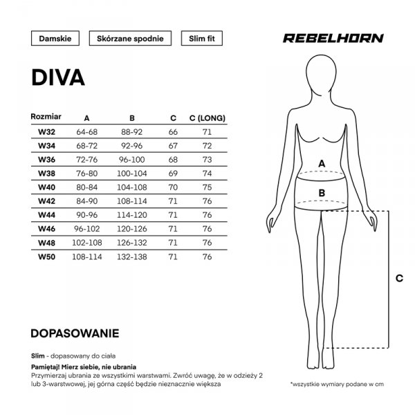SPODNIE MOTOCYKLOWE SKÓRZANE DAMSKIE REBELHORN DIVA BLACK W36
