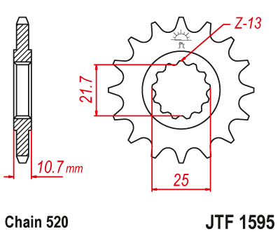 DID JT zestaw napędowy Yamaha FZ6R (11-17)