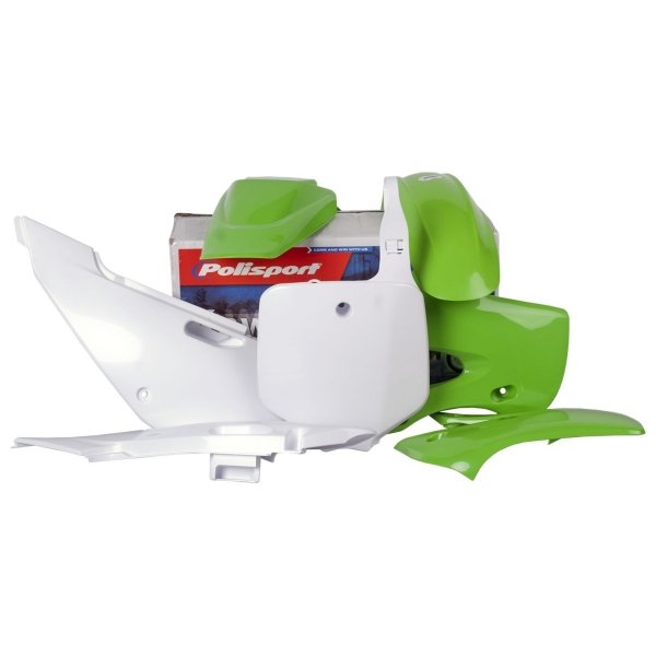 POLISPORT KOMPLET PLASTIKÓW KAWASAKI KLX 110 '02-'09  KOLOR ZIELONO BIAŁY OEM