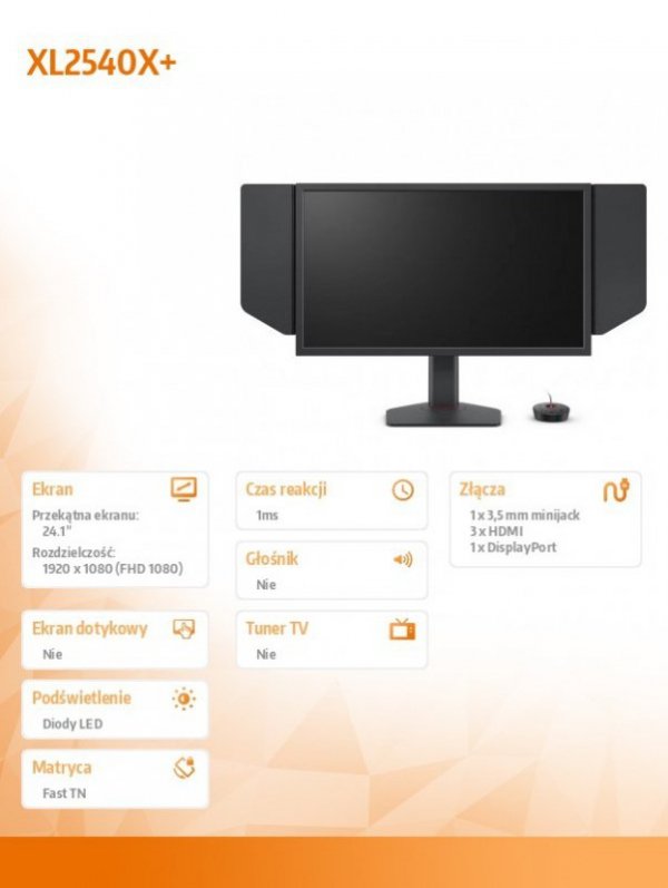 Monitor 24.1 cala BENQ XL2540X+ LED 1ms/12MLN:1/HDMI/GAMING