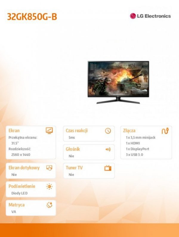 Monitor 32 32GK850G-B VA QHD (2560x1440) Pivot