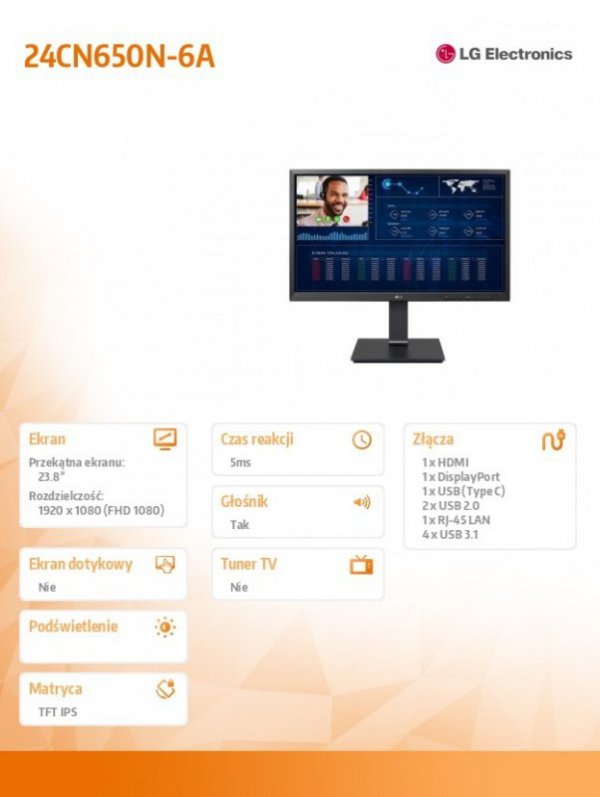 Monitor 23,8 cala 24CN650-N FHD All in One Thin Client