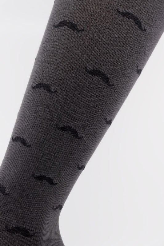 RELAXSAN - Podkolanówki uciskowe ciemnoszare w wąsy Fancy Socks (15 - 21 mmHg) 810 BAFFO