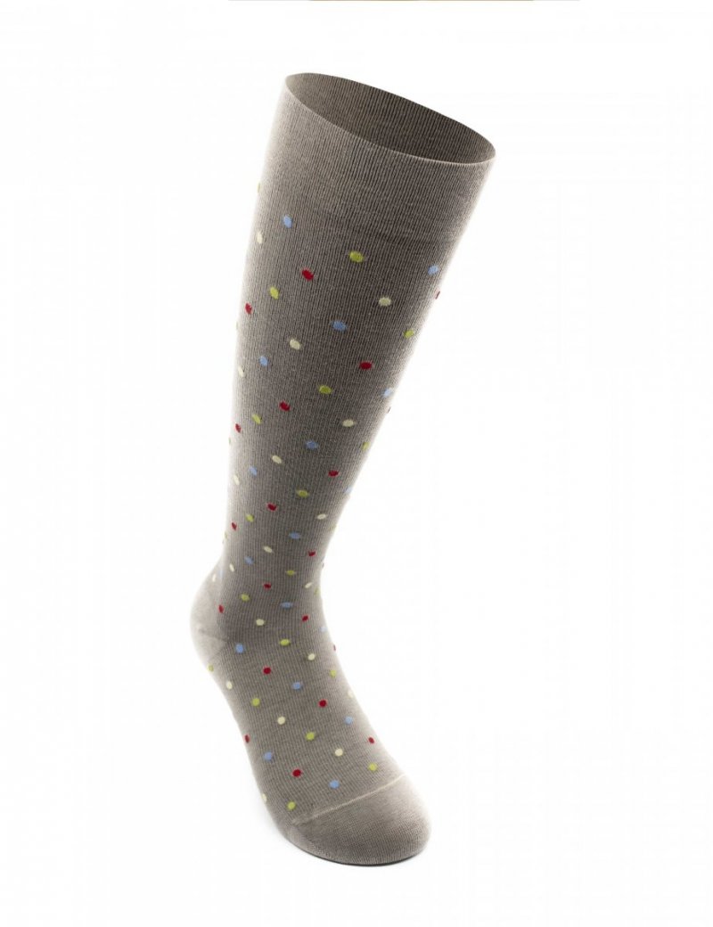 RELAXSAN - Podkolanówki uciskowe jasnoszare w kropki Fancy Socks (18 - 22 mmHg)