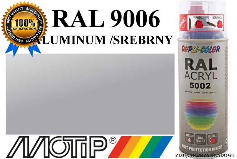 Lakier farba aluminum półmat 400 ml akrylowy acryl szybkoschnący RAL 9006 
