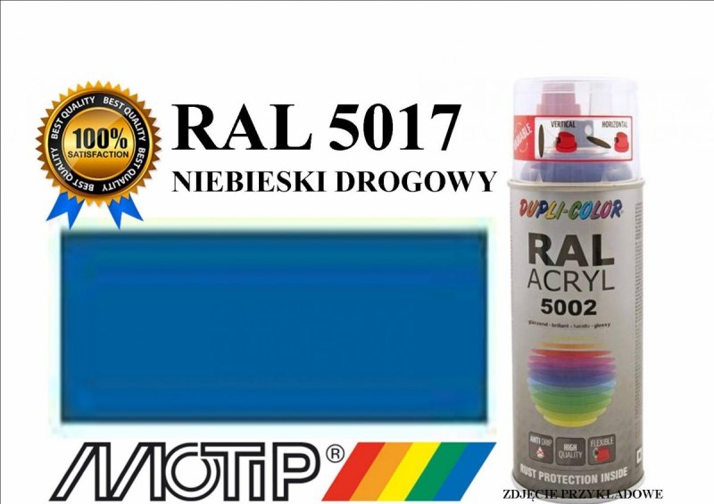 Lakier farba niebieski drogowy połysk 400 ml akrylowy acryl szybkoschnący RAL 5017 