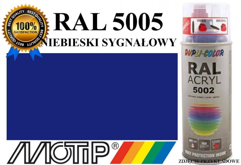 MOTIP lakier farba niebieski sygnałowy połysk 400 ml akrylowy acryl szybkoschnący RAL 5005 