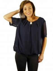 Bluzka wizytowa z broszką, szyfon, rozm. 48