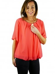 Bluzka wizytowa z broszką, szyfon, rozm. 48