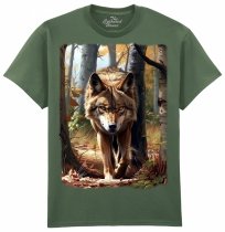 Koszulka z wilkiem Autumn Approaching khaki - TCH