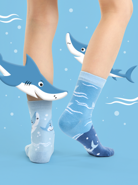 Grey Shark - Junior Socks - Good Mood