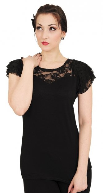 Gothic Elegance - Lace Sleeve Top - Spiral - Damska