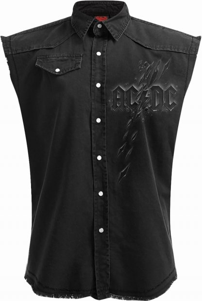AC/DC Back in Black Torn - Sleeveless Denim Spiral