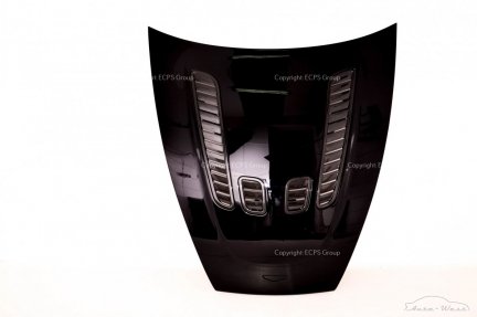 Aston Martin Vantage V12 S Front carbon fiber hood bonnet painted in black gloss with carbon vents