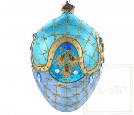 Christmas ornament egg 13cm - Azure and Turquoise
