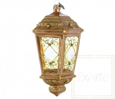 Christmas bauble golden lantern – 16 cm