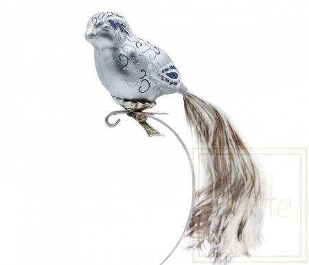 Bombka choinkowa Ptak srebrzysty - 11cm