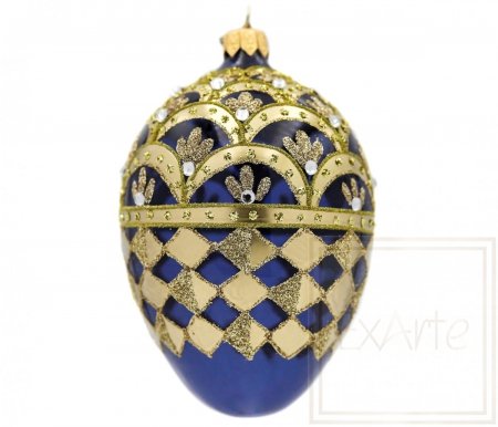 Bombka świąteczna Jajko 13cm - Granatowe Art Deco