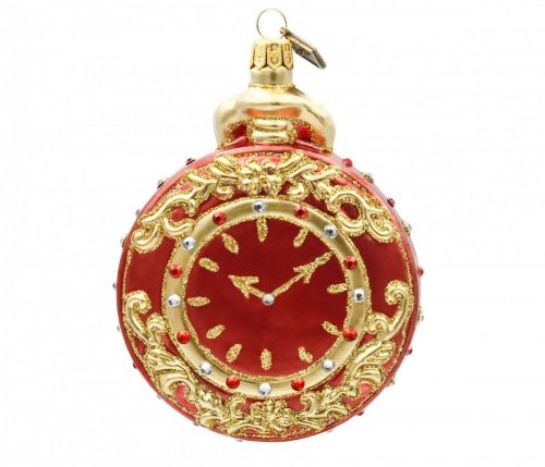 Christbaumschmuck Taschenuhr 10 cm - Mit Rubinen