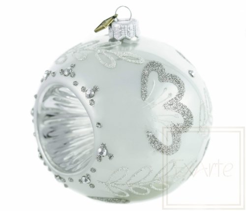 Weihnachtskugel mit Reflektor 10cm - Silberweiss