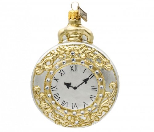 Weihnachtsbaumschmuck Taschenuhr 10 cm - Silber