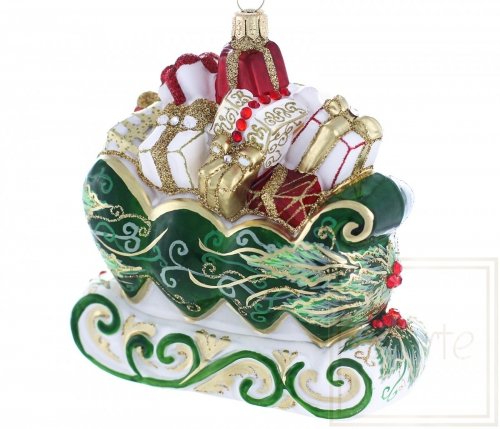 Weihnachtsbaumschmuck Schlitten mit Geschenken - 12cm