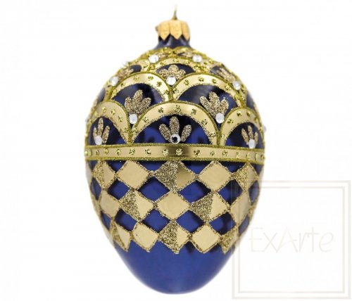 Weihnachtsbaumschmuck Ei 13cm – Marineblau Art Deco