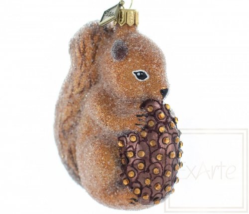 Weihnachtsbaumschmuck Eichhörnchen mit Zapfen - 10 cm