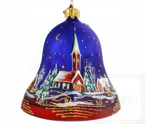 Christmas ornament bell 9 cm - Landscape with holly