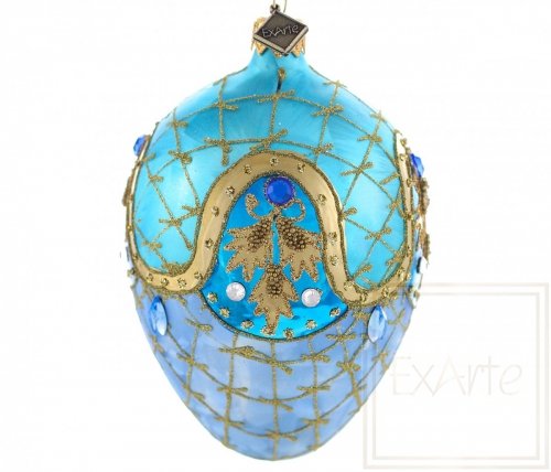 Christmas ornament egg 13cm - Azure and Turquoise