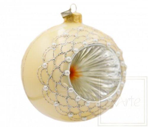 Christmas ball with reflector 10cm - Pearl