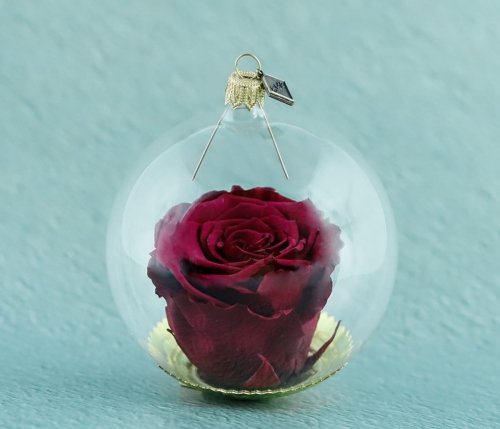 Natural durable rose in a bauble - Purple