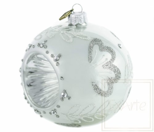 Christmas tree decoration Ball with reflector 10cm - Silver-white